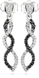 10k White Gold Black and White Diamond Infinity Earrings (1/4 cttw)