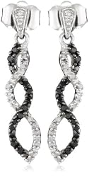 10k White Gold Black and White Diamond Infinity Earrings (1/4 cttw)