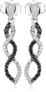 10k White Gold Black and White Diamond Infinity Earrings (1/4 cttw)