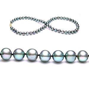 Single Strand 18 Inch 7-8mm Black Freshwater Cultured Pearl Necklace by