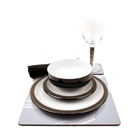 Denby Jet Black 28 Piece Ceramic, Glass and Accessories Tableware Set for 4 Placesettings