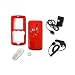 Sony Ericsson W810i W810 Snap-On Solid Red Crystal Case Cover with Removable Swivel Belt Clip - Bundled with 12v Rapid Premium Car Charger and Home Travel Wall AC Adapter Charger