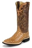 Men's Justin AQHA 13" Exotic Full Quill Ostrich Pull On Western Cowboy Boots