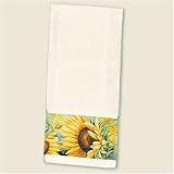 Sunshine Sunflowers~ Artworks Home Accents~ Border Print Kitchen Dish Towels Linens Set/2