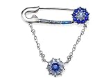 Zandra Rhodes 925 Silver Aquamarine & Sapphire Brooch