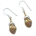 Baerreis - Brown Copper Luster Czech Fire Polished Leaf and Swarovski Crystal Bead Earrings- Hand Crafted Artisan Jewelry USA
