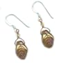 Baerreis - Brown Copper Luster Czech Fire Polished Leaf and Swarovski Crystal Bead Earrings- Hand Crafted Artisan Jewelry USA