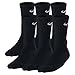 Nike Boys Crew Socks - 6 Pair Black - Shoe Size: 7-8.5 - Ages: 3-5 Years