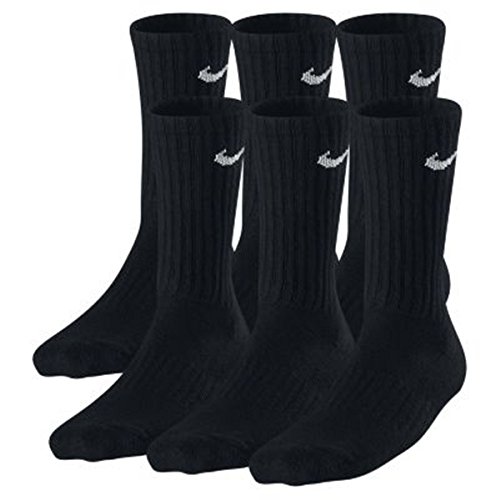 Nike Boys Crew Socks - 6 Pair Black - Shoe Size: 7-8.5 - Ages: 3-5 Years