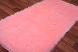 Rich Candy Floss Pink Rug Sheepskin Style Washable Rugs 70cm x 140cm (2ft 4