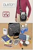 Buxton Leather Over the Shoulder Organizer Bag- Black