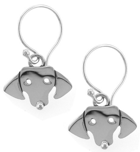 Dachshund Dog Face Sterling Silver Earrings