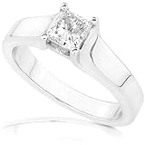 5/8 Carat Princess Cut Diamond Solitaire Engagement Ring in 14k White Gold