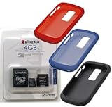 Combo of Black, Dark Red, Dark Blue Silicone Skin Cover Case and Kingston 4GB microSDHC Class 4 Memory Card with miniSD, SD Adapter for Blackberry BOLD 9000