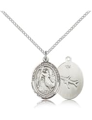 Free Engraving Included Medal- Sterling Silver St. Saint Joseph of Cupertino Pendant 3/4" 8057SS--w/18" Chain & Box Patron Saint of Pilots/Airforce