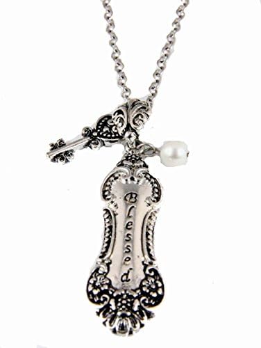 4030351 Old Fashioned Spoon Style BLESSED Necklace with Charms Ornate Inspirational Gift