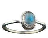 Sterling Silver Rainbow Moonstone Gemstone Ring