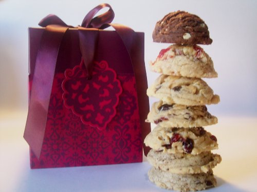Frostines Edibles Burgundy Gift Box of 12 Keylime White Chocolate Chip Cookies by Frostines Edibles