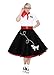 Hip Hop 50's Shop 1950s Adult 4 Piece Poodle Skirt Costume Outfit for Women with Accessories (glasses, socks, scarf) (XLarge/XXLarge, Black w/Red)