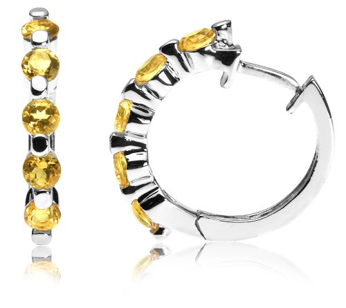 Sterling Silver Citrine Hoop Earrings
