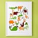 Kids Colorful Framed Animal Collage Wall Art - Framed Animal Collage (Orange/Brown/Green) 19 x 25h