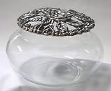 Roses Cast Metal Lid and Glass Potpourri Jar