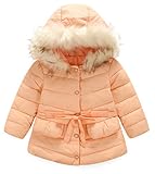 (トヨベイ)Toyobuy 子供 ダウンジャケット キッズ ダウンコート 女の子 防寒 ブルゾン フード付き ロング オレンジ 110