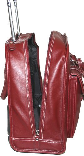 Bugatti Ladies Red Simili Leather Rolling Briefcase Laptop