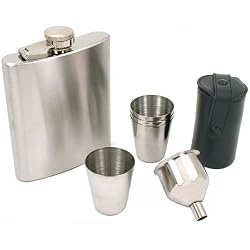 Stainless Steel Hip Flask 4 Shot Glasses Funnel Alcohol