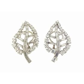 Platinum Leaf Earrings by Estate