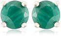 Sterling Silver 4mm Round Emerald Earrings