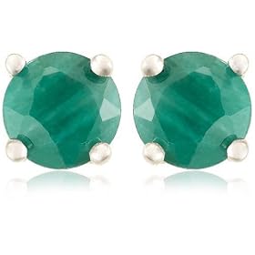 Buy Sterling Silver 4mm Round Emerald Earrings by Amazon.com Collection