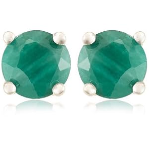 Buy Sterling Silver 4mm Round Emerald Earrings by Amazon.com Collection