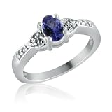 Sterling Silver Tanzanite and Diamond Ring ( 1cttw Sizes 5-9)