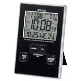 Seiko Advanced Technology Travel Alarm Clock Black and Metallic Case QHR018KLH by Seiko