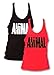 Pack of 2 Men Animal Letter Print Muscle Gym Stringer Tank Top for Bodybuilding