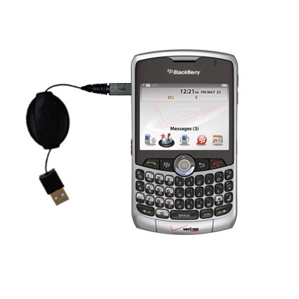 Retractable USB Cable for the Blackberry 8300 8310 8320 8330 with Power Hot Sync and Charge capabilities - uses Gomadic TipExchange Technology