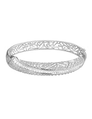 Sterling Silver Multi-Cut Cubic Zirconia Bangle Bracelet