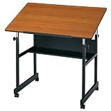 MiniMaster FourPost Cherry Drafting Table Cherry Woodgrain Top/Black Base