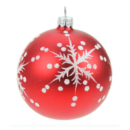 Glass Red Snowflake Christmas Tree Bauble