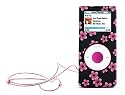 MCA - CHERRYBB - Housse PVC Cherry B. avec tour de cou m&eacute;tal rose pour iPod nano 1G et 2G - Noir &agrave; fleurs roses