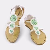 Ant Flats-White-Green Sandals Womens Shoes