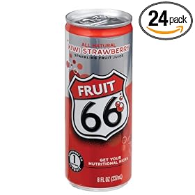 Fruit 66 All Natural Sparkling Fruit Juice, Kiwi Strawberry, 8-Ounce Cans (Pack of 24)