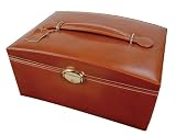 Mele 0013342 Leather Train Case Style Jewelry Box in Cognac