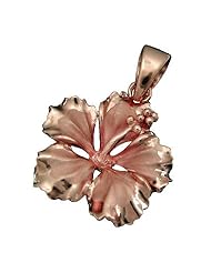 925 Silver Rose Gold Plated 17mm Hibiscus Pendant Hawaiian Silver Jewelry