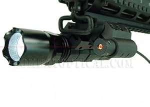 V Style See-Thru LED Flashlight Red Laser Sight Combo