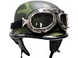 Flat Matte German Army Camo Motorcycle Cruiser Touring Scooter Half Helmet DOT with Pilot Goggles (Medium)