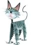 Colorful Metal Cat Sculpture Figurine 6" (Makes A Great Gift)