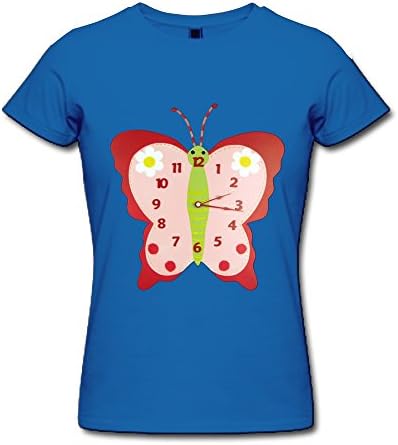 Leapens Lady's Brand New Short Sleeve Clock Baby Butterfly T-Shirt RoyalBlue US Size XS