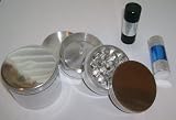 NEW 2010 DESIGN 2.5″ Inch LARGE CNC Aluminum 4 PC Pollen Herb Spice Grinder. + 5 Pcs AERO SPACE CNC Aluminum POLLEN PRESS